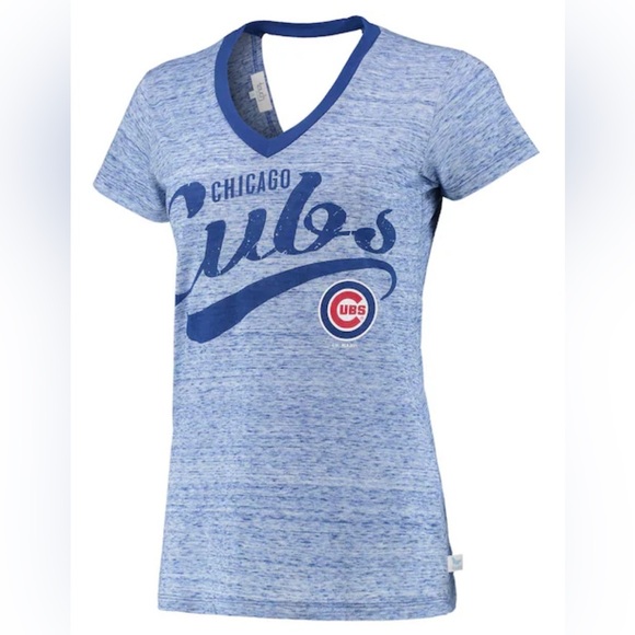 Touch Stadium Tops - Chicago Cubs Women's Blue V-Neck T-Shirt Size Large